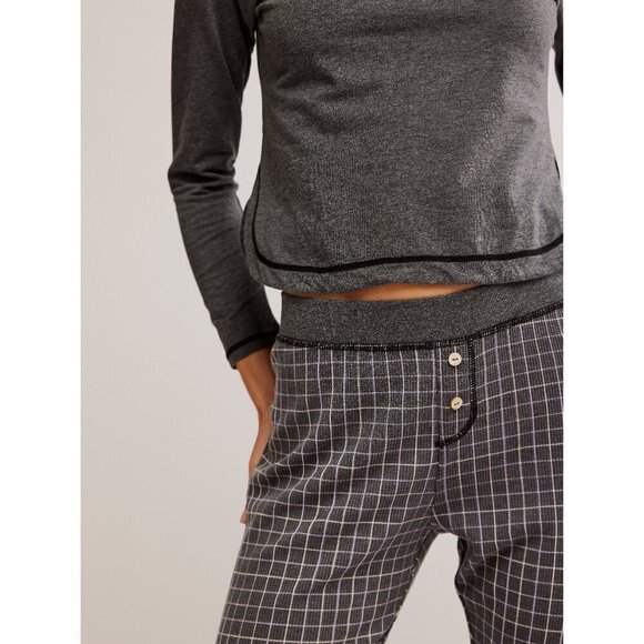 FREE PEOPLE Chill Evening PJ Set / Charcoal Combo - Picture 4 of 10